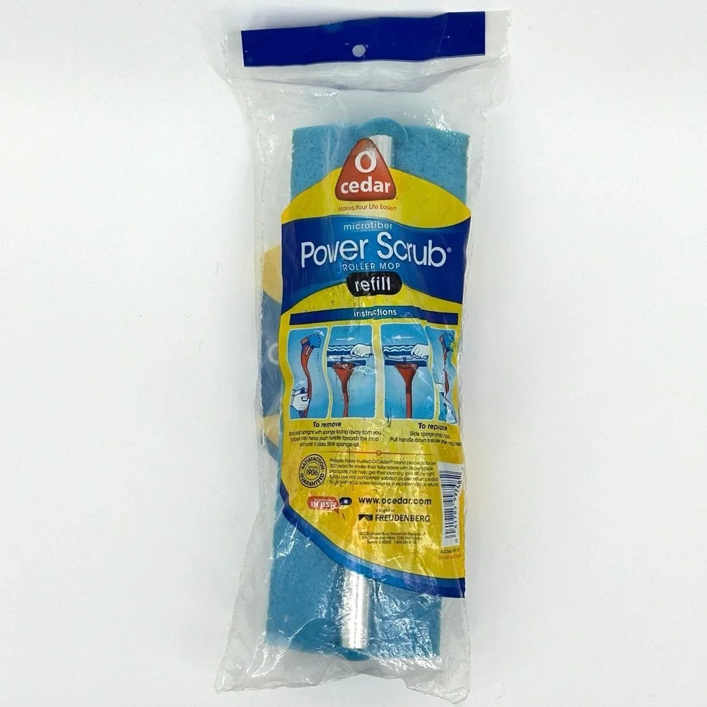O-Cedar Power Scrub Roller Mop Refill Microfiber Wave Sponge NEW‎ SEALED